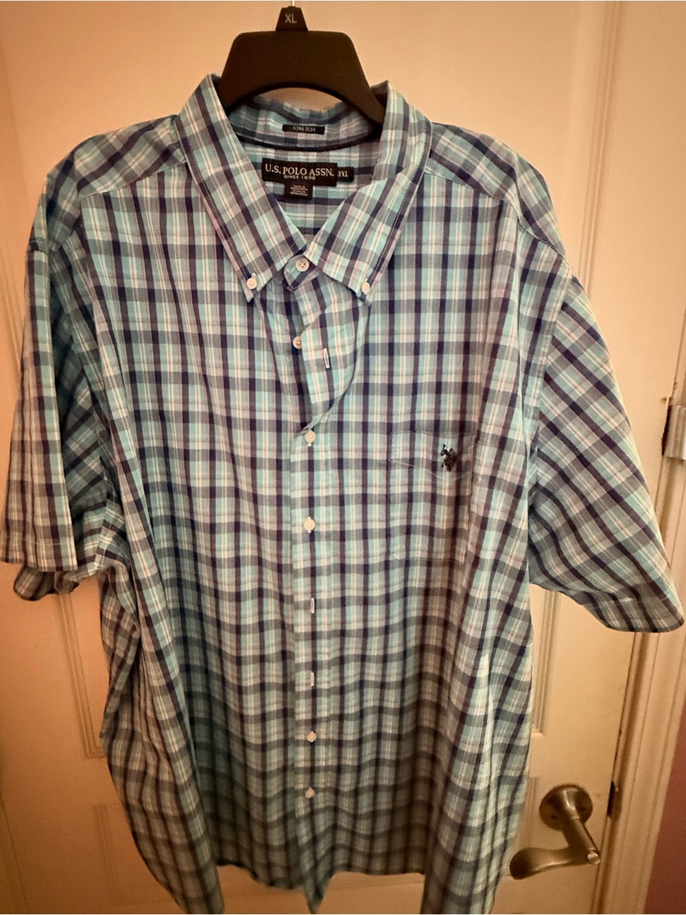 U.S. Polo Assn. Light Blue and Navy Plaid Button-Down Shirt